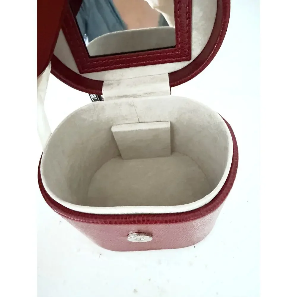 Tuscan Designs Red Leather Jewelry Travel Case Oval Trinket Box NWT with Tag